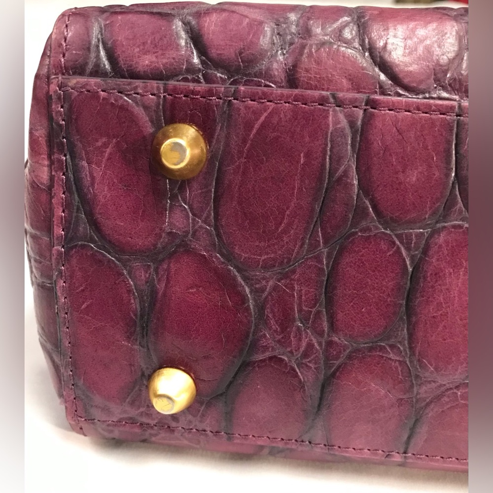 Elaine Turner Rare purple Croc turn lock wooden handle red lining - Picture 13 of 16